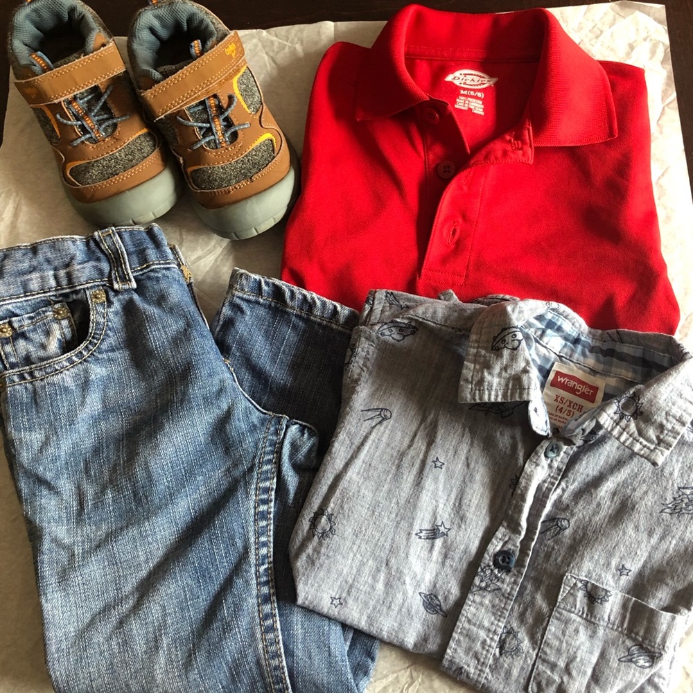 Boy’s outfit - Levi jeans, Oshkosh shoes, shirts